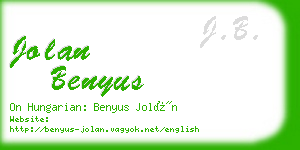 jolan benyus business card